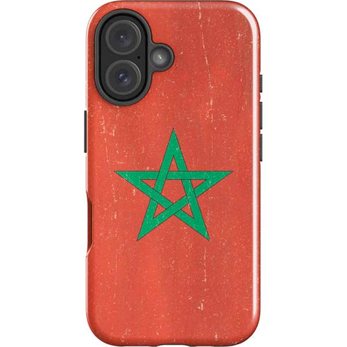 Morocco Flag Distressed iPhone 16 Plus Impact Case