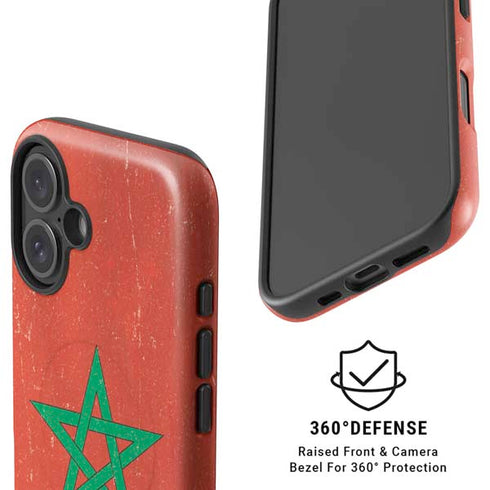 Morocco Flag Distressed iPhone 16 Plus Magsafe Impact Case