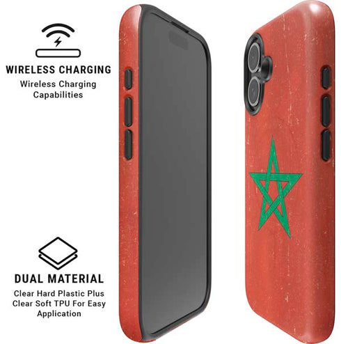 Morocco Flag Distressed iPhone 16 Plus Magsafe Impact Case