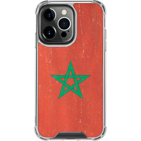 Morocco Flag Distressed iPhone 16 Pro Clear Case
