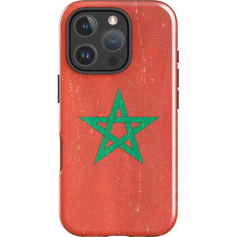 Morocco Flag Distressed iPhone 16 Pro Impact Case