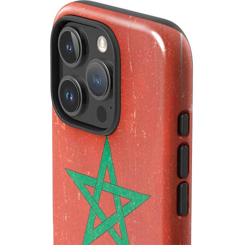 Morocco Flag Distressed iPhone 16 Pro Impact Case