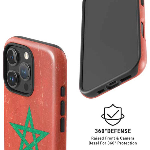 Morocco Flag Distressed iPhone 16 Pro Magsafe Impact Case