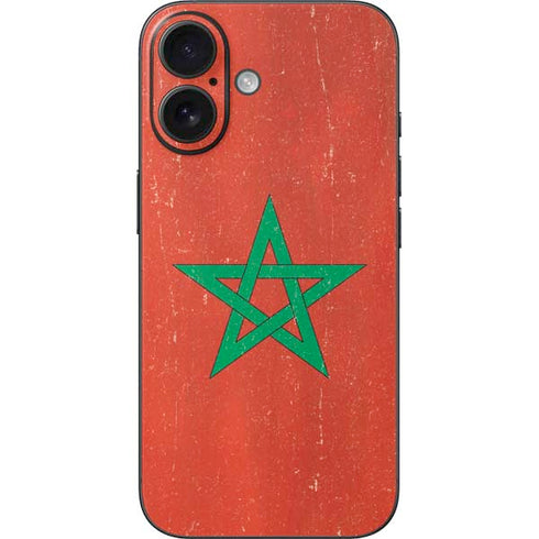 Morocco Flag Distressed iPhone 16 Skin