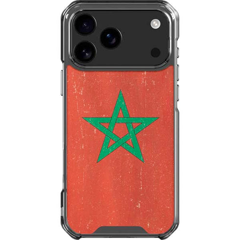Morocco Flag Distressed iPhone 18 Pro Max Clear Case