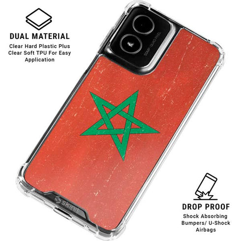 Morocco Flag Distressed Moto G Power 5G (2024) Clear Case