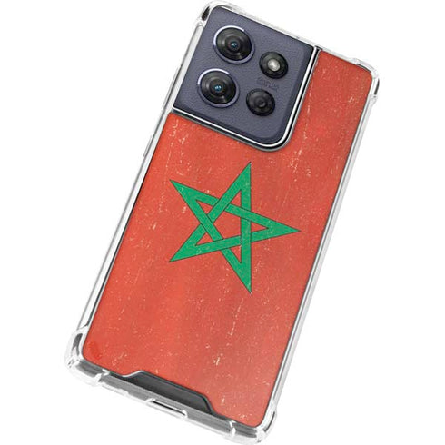 Morocco Flag Distressed Moto G Power 5G (2025) Clear Case