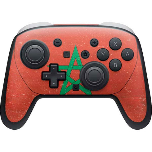 Morocco Flag Distressed Nintendo Switch 2 (2025) Pro Controller Skin