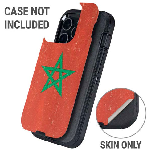 Morocco Flag Distressed Otterbox Defender iPhone Skin