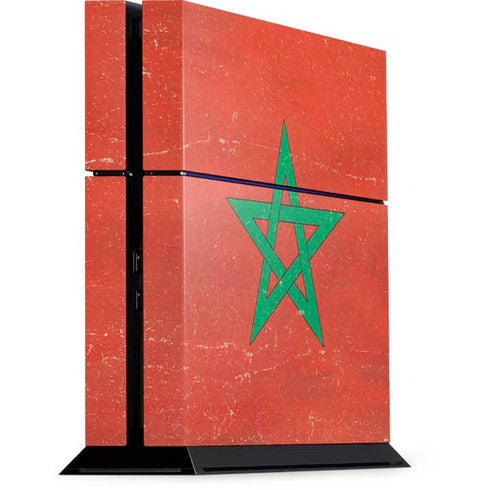 Morocco Flag Distressed PlayStation PS4 Skins