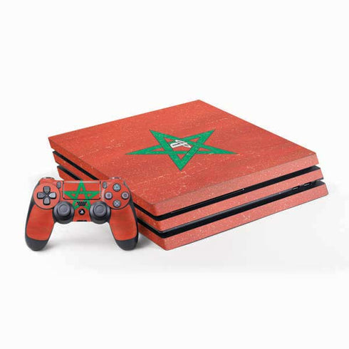 Morocco Flag Distressed PlayStation PS4 Skins