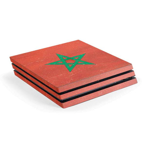 Morocco Flag Distressed PlayStation PS4 Skins
