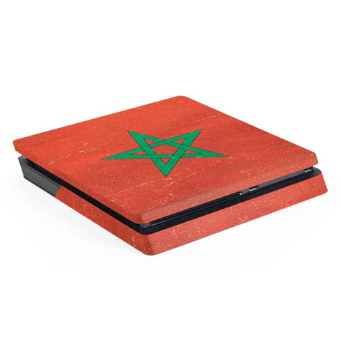 Morocco Flag Distressed PS4 Slim Skin