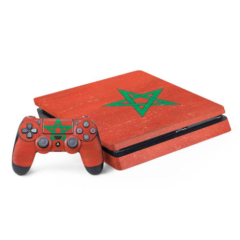 Morocco Flag Distressed PlayStation PS4 Skins