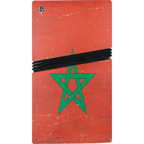 Morocco Flag Distressed PS5 Pro Console Skin
