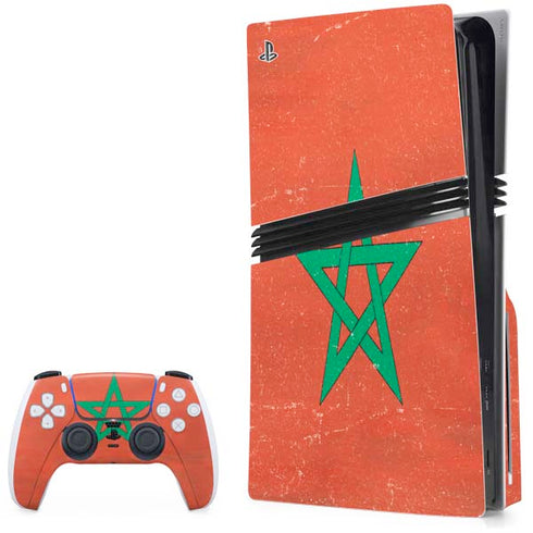 Morocco Flag Distressed PlayStation PS5 Skins