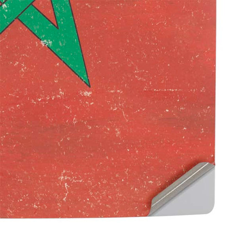 Morocco Flag Distressed PS5 Slim Digital Edition Console Skin