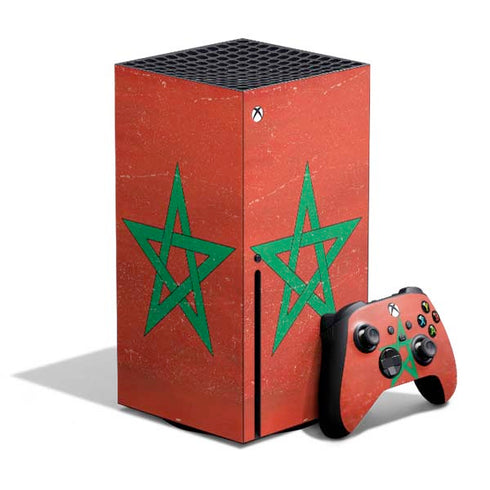 Morocco Flag Distressed Xbox Series X Skins