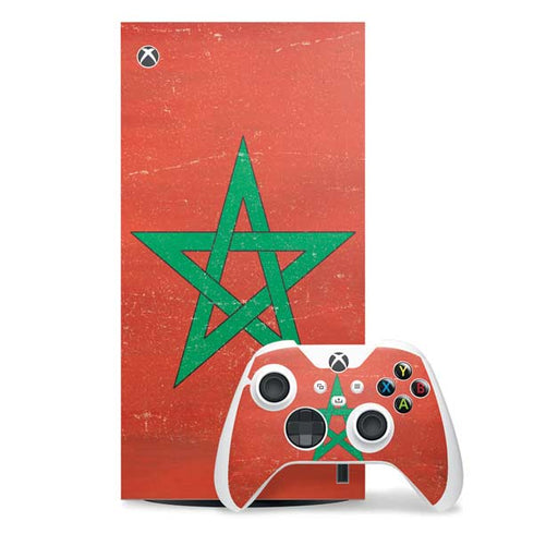 Morocco Flag Distressed Xbox Series X Skins