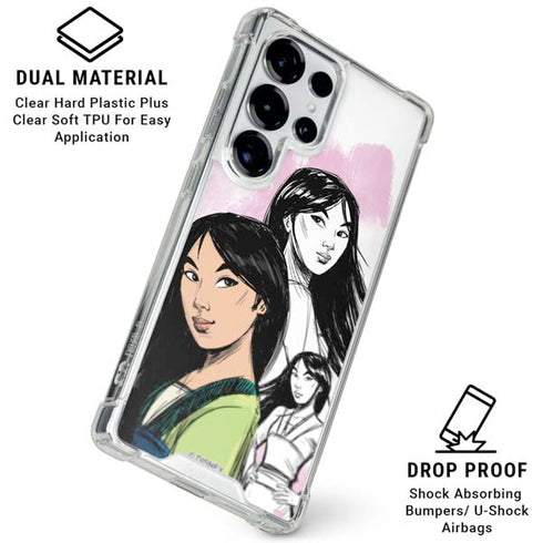 Disney Princess Mulan Sketch Galaxy S25 Ultra Clear Case
