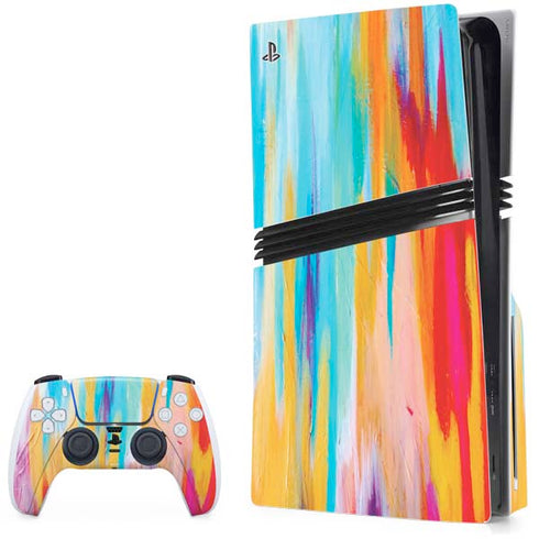 Multicolor Brush Stroke by Etta Vee PS5 Pro Disk Bundle Skin