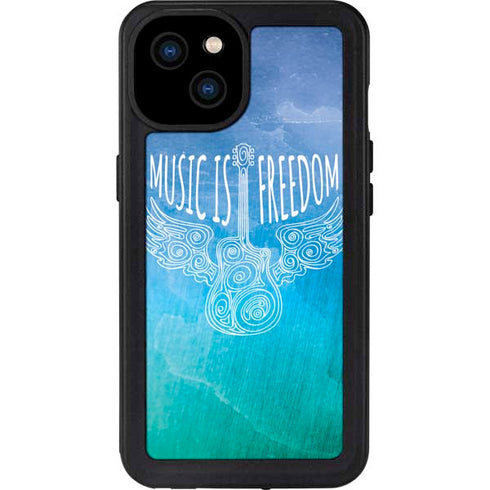Music Is Freedom iPhone 15 Plus Waterproof Case