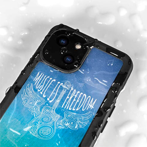 Music Is Freedom iPhone 15 Plus Waterproof Case