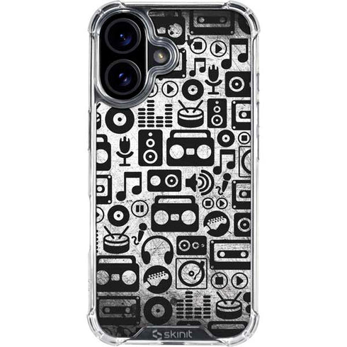 Music Pattern iPhone 16 Plus Clear Case