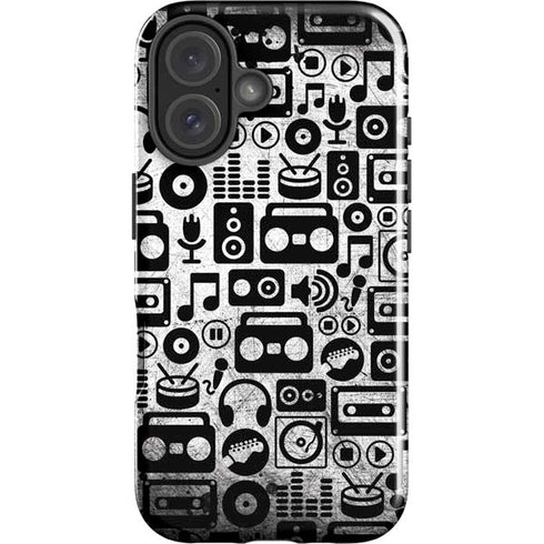 Music Pattern iPhone 16 Plus Impact Case