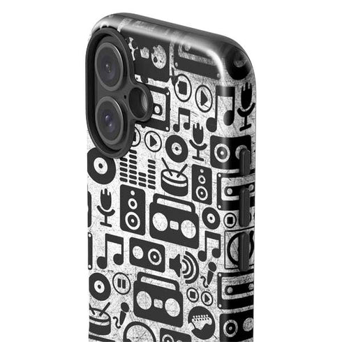 Music Pattern iPhone 16 Plus Impact Case