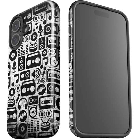 Music Pattern iPhone 16 Plus Impact Case