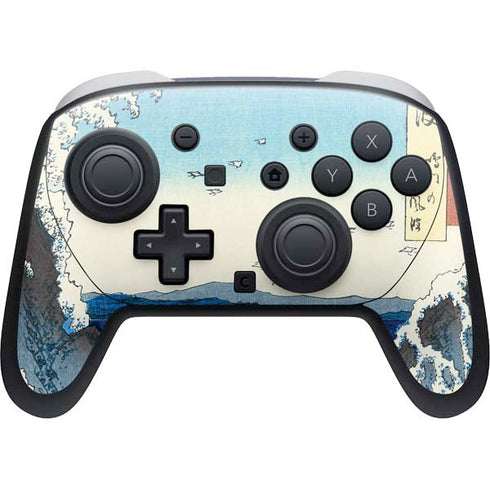 View of the Naruto whirlpools at Awa by Hiroshige Nintendo Switch 2 (2025) Pro Controller Skin