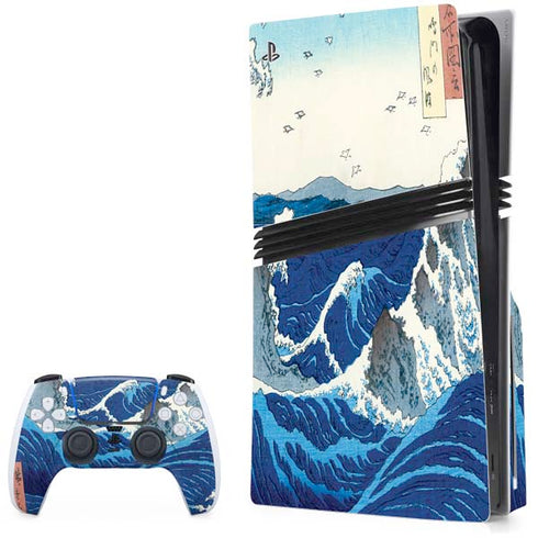 View of the Naruto whirlpools at Awa by Hiroshige PS5 Pro Disk Bundle Skin