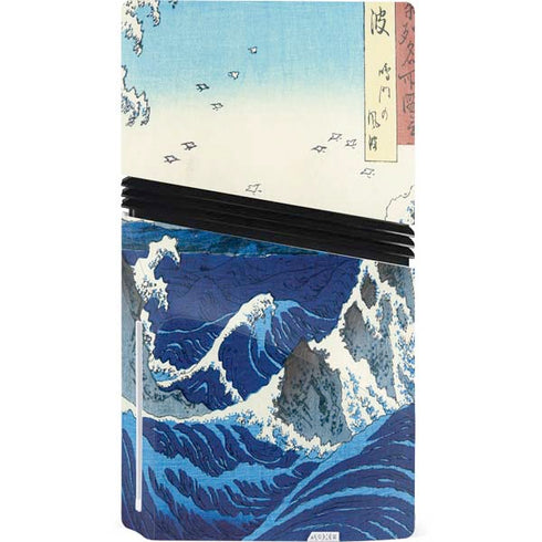 View of the Naruto whirlpools at Awa by Hiroshige PS5 Pro Disk Console Skin