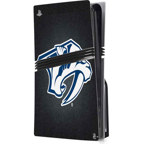 NHL Nashville Predators Black Background PS5 Pro Disk Console Skin