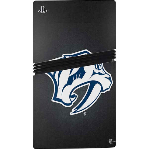 NHL Nashville Predators Black Background PS5 Pro Disk Console Skin