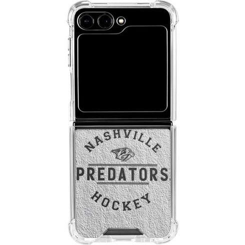 NHL Nashville Predators Black Text Galaxy Z Flip6 Clear Case