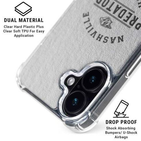 NHL Nashville Predators Black Text iPhone 16 Plus Clear Case
