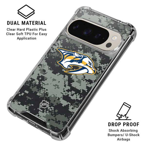 NHL Nashville Predators Camo Pixel 9/9 Pro Clear Case