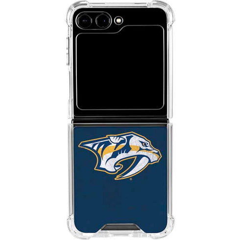 NHL Nashville Predators Distressed Galaxy Z Flip6 Clear Case