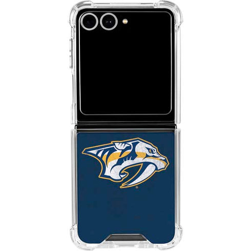 NHL Nashville Predators Distressed Galaxy Z Flip7 Clear Case