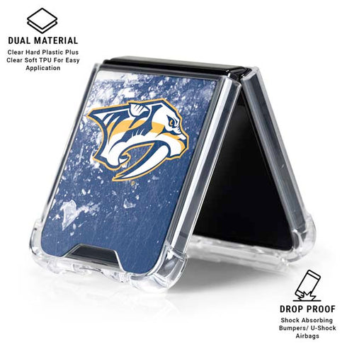 NHL Nashville Predators Frozen Galaxy Z Flip7 Clear Case