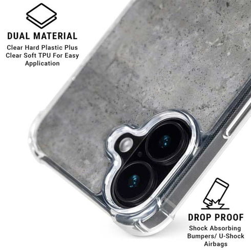 Natural Grey Concrete iPhone 16 Plus Clear Case