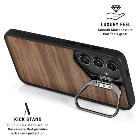Natural Walnut Wood Galaxy S25 Kickstand Case