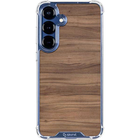 Natural Walnut Wood Galaxy S25 Plus Clear Case