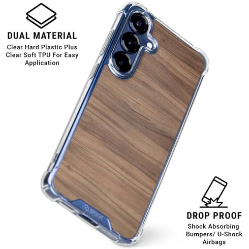 Natural Walnut Wood Galaxy S25 Plus Clear Case