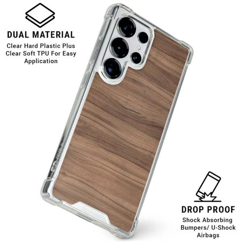 Natural Walnut Wood Galaxy S26 Ultra Clear Case