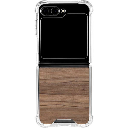 Natural Walnut Wood Galaxy Z Flip6 Clear Case