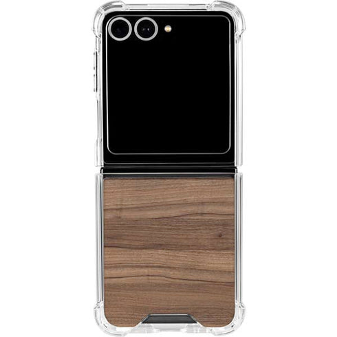 Natural Walnut Wood Galaxy Z Flip7 Clear Case