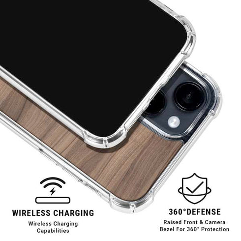 Natural Walnut Wood iPhone 15 Clear Case